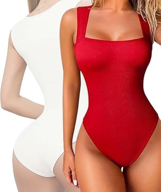 Snugsy Womens 1 Piece Bodysuits, Roarrave Enthusiastip Tummy Control Tank Tops Bodysuit for Women