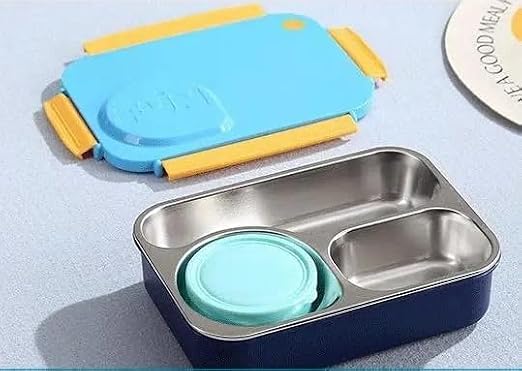 Beslenme Kutusu Paslanmaz Çelik - 900 ml Sos (Çorba) Plastik Kaseli Yeni Nesil Beslenme Kabı