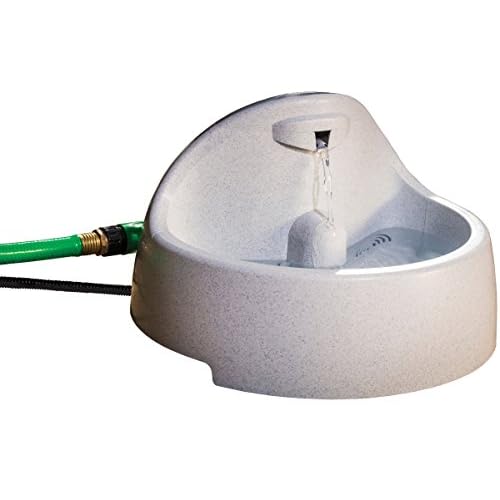 PetSafe Drinkwell Everflow Pet Fountain - Minimalist Auto-Refilling Water Dispenser for Cats & Dogs - Hose-Connected Design - Dishwasher Safe Cat & Dog Outdoor Hydration Station