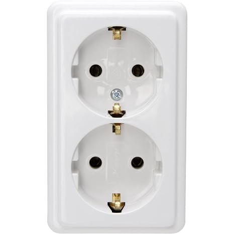 Kopp 102502002 earth contact socket outlet, double, surface-mounted standard programme 16 A, 250 V [Energy Class A], 102502002