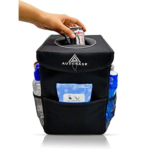 Autobase Trash Can for Car | Truck SUV Trash Bin Large 3 Gallon Size | Road Trip Must Haves | Car Gifts for Dad, Him or Her
