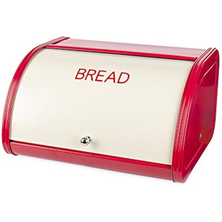 X458 Metal Bread BoxBinkitchen Storage Containers with Roll Top Lid red