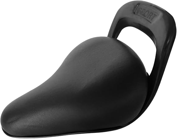 PU Bike Seat for Kids, Secure Black Bicycle Saddle with Handrail and Rear Child Seat