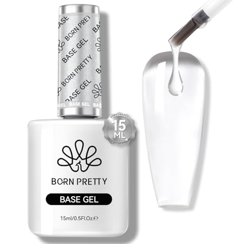Born Pretty Gel Nail Polish No Wipe Base Gel Coat,15ml for Gel Nail Polish Soak Off LED Nail Lamp Gel Base Gel Upgraded Formula Long-Lasting DIY Home and Nail Salon