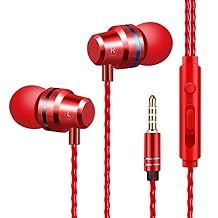 Wired Headphones with Microphone, in Ear Headphones, Wired Earbuds, Earphones with Powerful Heavy Stereo, 3.5mm in-Ear Earphones, Noise Reduction, for Computer & Phone, Workouts
