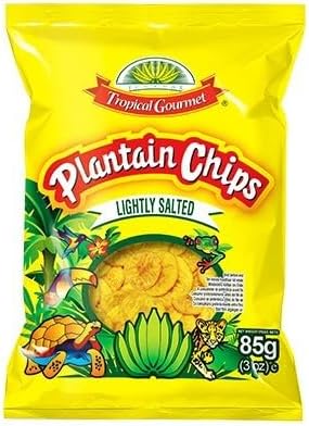 Tropical Gourmet Plantain Chips, Lightly Salted, 85g | PACK OF 10 | 100% Natural | No Artificial Colors or Flavors.