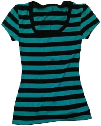Women Y2k Crop Graphic T Shirts Stripes Short Sleeve Tees Causal Streetwear