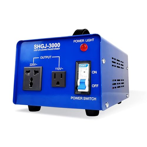 SUNSHUN 3000W Power Voltage Converter Transformer 110v to 220v Or 220v to 110v Step UpDown Transformer, Heavy Duty Power Voltage Converter with Circuit Breaker Protection