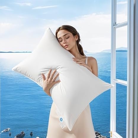 Canadian Luxury Goose Down Pillow Standard Size - 750 Fill Power | 100% Cotton with Teflon Shell- Ultra Comfort Sleep Pillows - Bed Pillows for Back, Stomach(White,(Pack of 1))