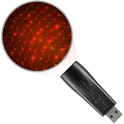 BlissLights Starport USB Laser Star Projector for Game Room Decor, Bedroom Night Light, or Mood Lighting Ambiance Red
