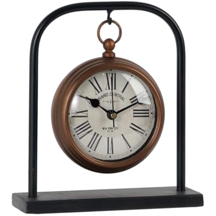 NIKKY HOME Small Retro Desk Clock, Silent Non-Ticking Classic Battery Operated Decorative Table Mantel Shelf Clock for Living Room
