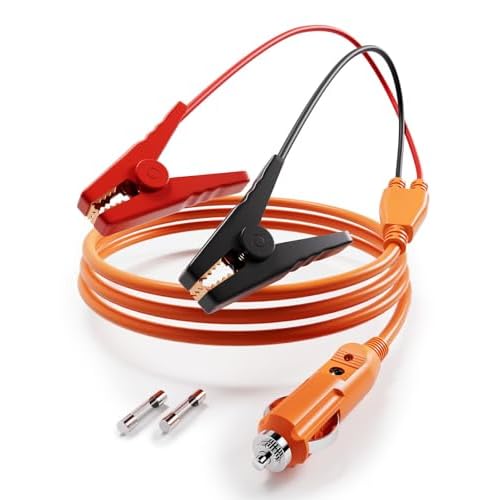 6.56 FT  2 M 14AWG 12V Car Battery Charging Cable Cigartte Lighter Plug to Alligator Battery Clamps for Jackery Portable Power Station Except Explorer 160
