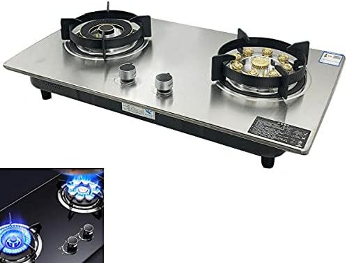 28 inch 2 Burners Cooktop, Built-in Gas Stove Top, Stainless Steel Tempered Glass Cooktop Stove with Knob Control High Power for HomeApartment Effortless Cleaning