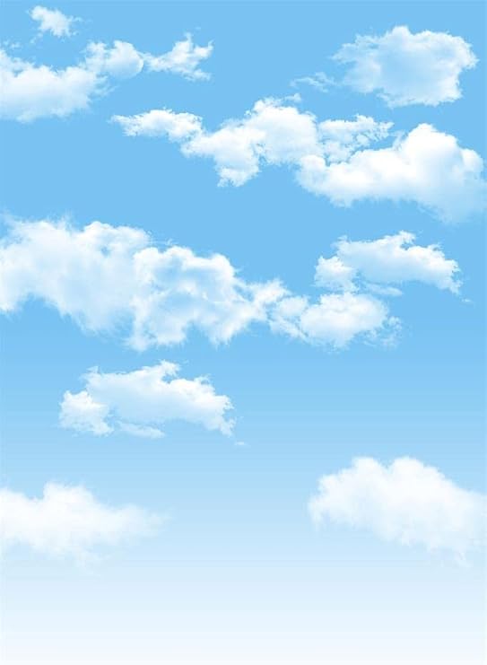 3x5ft Blue Sky and White Clouds Backdrop for Photography Vinyl Material