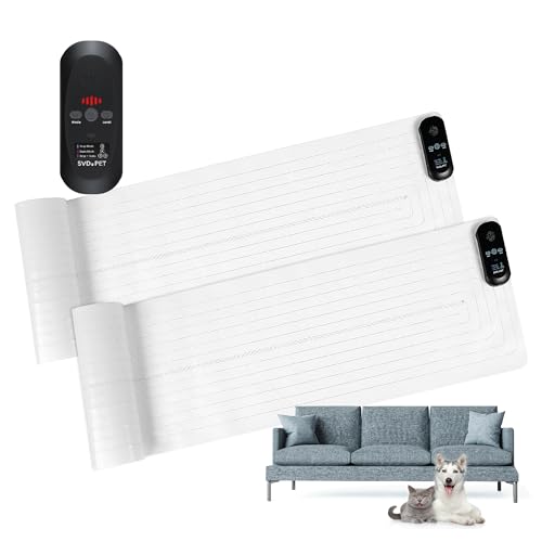 SVD.PET 2-Pack Pet Training Mat with Tester, Pet Shock Pad, Dogs & Cats Electronic Repellent mat for Indoor, 3 Training Modes, 5 Levels, Pet Safe Mode Black controler 60 X 12