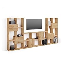 Mobili Fiver, Iacopo, TV Wall Unit, Rustic Oak with Doors, Made in Italy