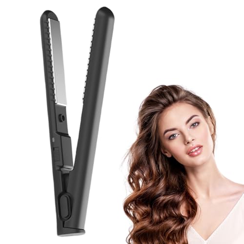 Mini Dual Purpose Curling Iron, 2025 New 2-in-1 Mini Curling Wand & Flat Iron Hair Straightener, Portable Travel Straightener and Curling Iron Mini Curling Wand for Short Hair, All Hair Types Black