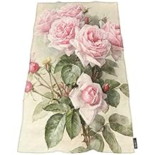 Moslion Comfy Bath Towels Vintage Shabby Chic Pink Rose Floral Soft Bathing/Beach/Camping Towel for Women Men Girls Boys Large Size 64x32 Inches