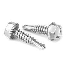 #12 x 3/4" Hex Washer Head Self Drilling Screw, Self Tapping Sheet Metal Screws, 410 Stainless Steel, 50 PCS