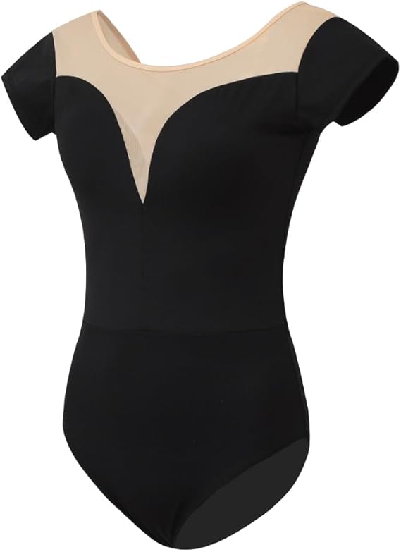 ROYAL SMEELA Womens Camisole Dance Leotards Short Sleeve Ballet Costumes for Women Backless Ballet Dance Leotards Black