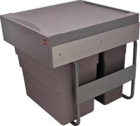 Hailo Easy Cargo 50 Waste Bin Pull-Out, Double Trash Can, 88 lbs Weight Capacity, 500 mm Minimum Cabinet Width, Bottom Mounted, Easy Installation.