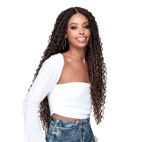 BOBBI BOSS HD Braided Lace Front Wig MLF624 Box Boho Braid 30 Jet Black 1