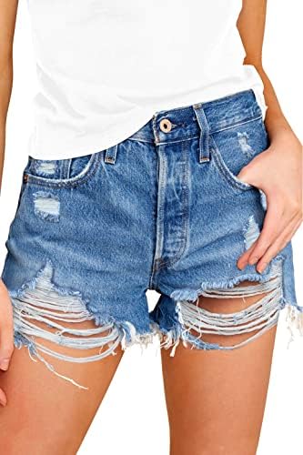 COUXILY Jean Shorts Womens High Waisted Ripped Denim Shorts Women Distressed Jean Shorts for Summer SG Medium Blue, 10