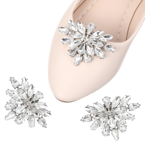 Sliver Rhinestone Shoe Clips for Women Dress Shoes, Brilliant Crystal Shoe Decor, DIY Shoes Detachable Buckle Wedding Party Accessories Gift for Mother