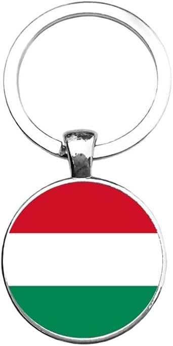 Art Attack Hungarian Flag Keychain, Hungary Magyar History Map Country Charm Pendant Key Chain (Silver)