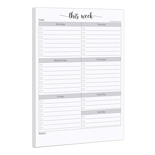 321Done Weekly Checklist Notepad - 50 Sheets 5.5 x 8.5 - This Week to Do Notepad Tear Off Planning Pad, Planner Checklist Organizing - Made in USA - Simple Script