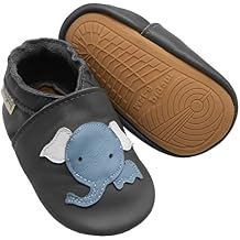 Soft Leather Baby Shoes Anti-Slip Infant Toddler Moccasins with Rubber Sole First Walking Slippers for Boys Girls