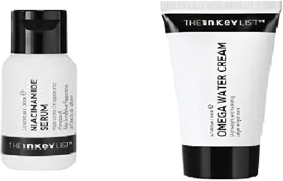 The INKEY List 10% Niacinamide Serum to Control Excess Oil and Redness 30ml & Omega Water Cream, 50ml
