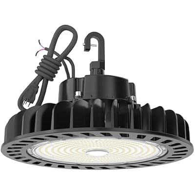 HYPERLITE LED UFO High Bay Lights 250W 36,250lm 1-10V Dimmable 5000K 5 Cable with 110V Plug Hanging Hook Safe Rope UL Listed for Shopping Mall Stadium Exhibition Hall