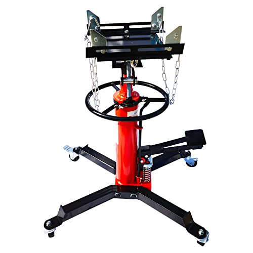 Transmission Jack 1600lbs, Car Lift Hydraulic Floor Jack, 2 Stage, 360 Swivel Wheel WBrakes, Portable Automotive Trolley Jack Stand Heavy Duty, Low Profile Jack for Truck, SUV, OffroadRed