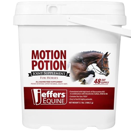Jeffers Motion Potion Horse Joint Supplement Pellets Glucosamine HCL, MSM, Chondroitin, Hyaluronic Acid, Vitamin C & E, Daily Equine Support for Senior & Active Horses 3.1, lbs 160 Day Supply