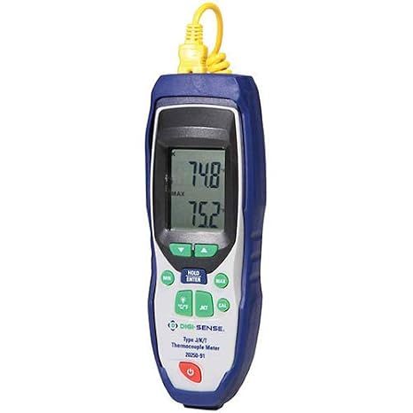 Digi-Sense WD-20250-91 Type-J/K/T/R/S Single-Input Thermocouple Thermometer,418 to 2501 F, NIST Calibration