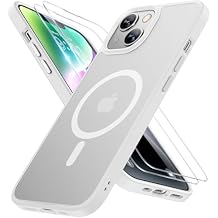 Miracase Magnetic for iPhone 14 Case 6.1 inch (Compatible with MagSafe)(with 2X Screen Protectors) Military-Grade Protection, Anti-Fingerprint Translucent Matte Phone Case Cover, White
