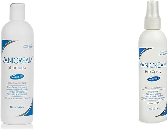 Vanicream Shampoo pH Balanced Mild Formula Effective For All Hair Types and Sensitive Scalps & Firm Hold Hairspray, Fragrance and Gluten Free, For Sensitive Skin, 8 Ounce