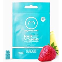 SugarBearPro Hair Vitamin Gummy 14 Day Supply Extra Strength Biotin 6000mcg, Growth for Men & Women, Vegan Vitamin B12, MSM, Inositol, Omega 3, Elderberry, Certified Kosher, Halal, Cruelty-Free
