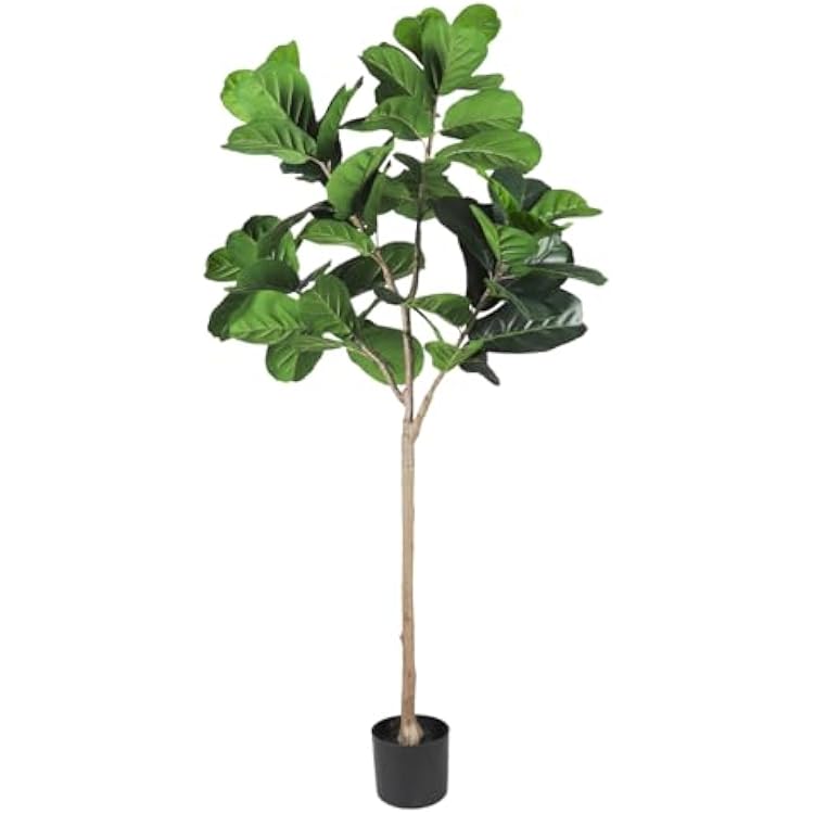 5 FT Fiddle Leaf Fig Tree with Plastic Nursery Pot Faux Tree Evergreen Artificial Tree for Front Porch Home Indoor Outdoor Decorations