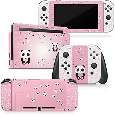 Tacky Design Kawaii Skin Compatible with Nintendo Switch Skin Wrap Cover, Cute Skin for Nintendo Switch Stickers, Premium Vinyl 3M Full Wrap Decal Pink Panda