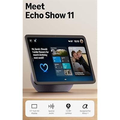 Amazon Echo Show 11 (newest model), Vibrant Full-HD 11" display with more viewing area and spatial audio, Designed for Alexa+, Graphite