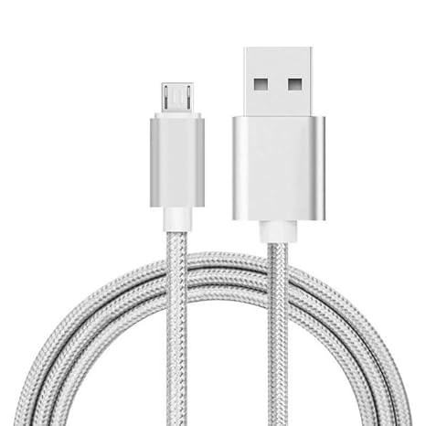 Braided USB Cable Charging Cord/Charger Power Lead Wire Compatible with BlueAnt Pump HD Sportsbuds/White / (3m / 9.9ft)