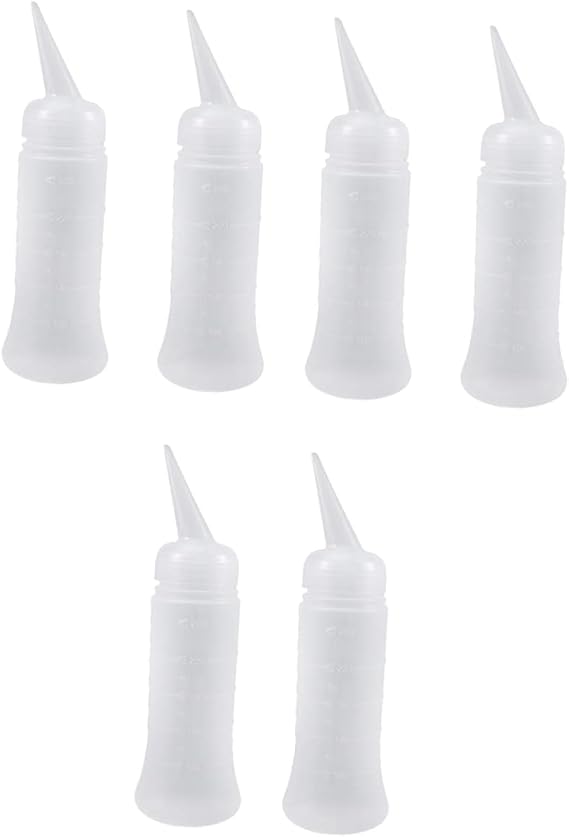 KICHOUSE 6 Pack 260ml Plastic Salon Hair Dye Bottle with Scale