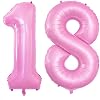 GOER Number 18 Balloons for 18th Birthday Sweet 18 Party Decorations,42 Inch Jumbo Foil Helium 81 Balloons for 81st Birthday Party Decoration (Light Pink)