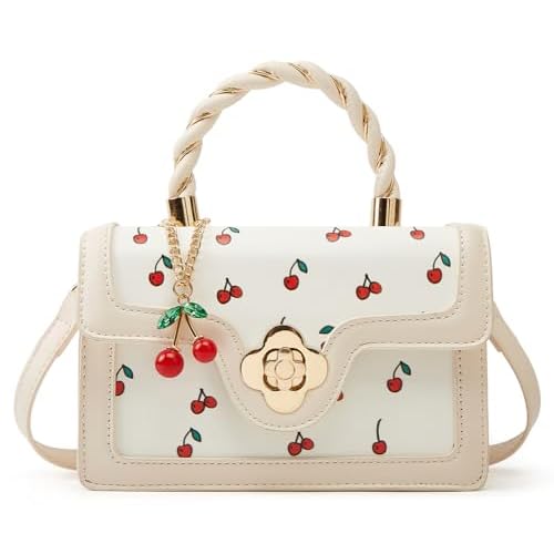 Womens Cute Cherry Vegan Leather Shoulder Crossbody Bag Fashion Purse Small Totes Y2k Handbag Satchel Clutch Gifts