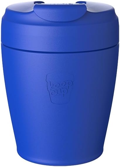 KeepCup Commuter Travel Mug - Insulated Stainless Steel Reusable Coffee Cup with Spillproof Flip Lid - 8oz/227ml - Electric Blue