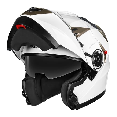 Motorcycle Modular Full Face Helmet DOT Approved - YEMA Helmet YM-925 Motorbike Casco Moto Moped Street Bike Racing Helmet with Sun Visor for Adult Youth Men and Women