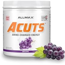ALLMAX ACUTS Amino Energy Powder with Amino Acids Supplement Grape, 30 Servings, Caffeine, Green Coffee Extract, 2000 mg Taurine, L-Carnitine, Sugar Free, Gluten & Dye Free, Amino Acid Drink