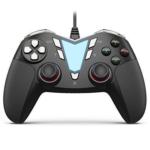 PC Steam Game Controller, ONE Pro Wired USB Gaming Gamepad Joystick Compatible with ComputerLaptopWindows 1087XP, AndroidPhoneTabletTVBox, PS3 - [Black&Silver]